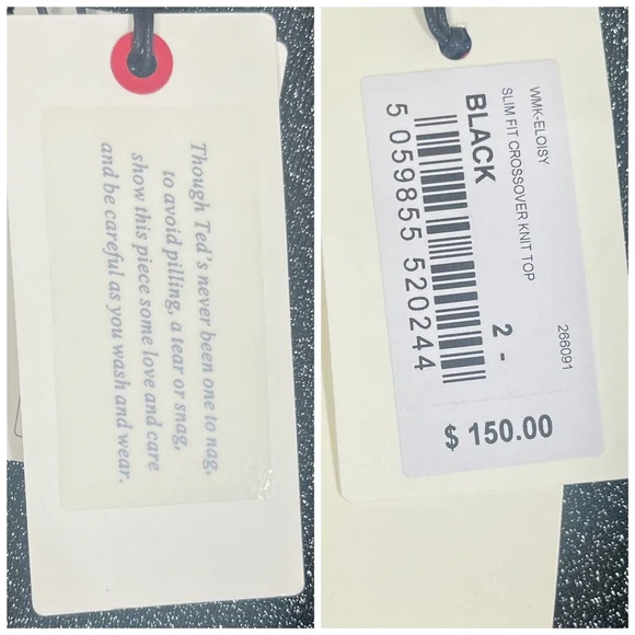 New Ted Baker Womens Black Silver Metallic Top Size 6 US TD 2 Eloisy Crossover